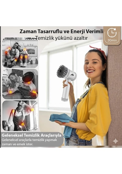Turbo Şarjlı Yüzey Temizleyici Fayans Cam Zemin Temizleyici 5 Başlıklı Profesyonel Temizleyici
