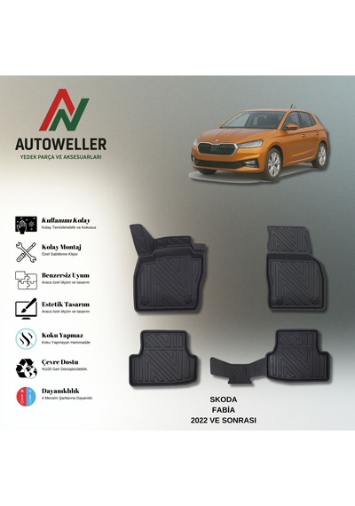 Skoda Fabia 2022 Sonrası Uyumlu Havuzlu Oto Paspas
