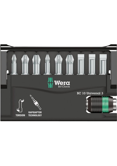 Wera Bit-Check 10 Universal 3 Bits Seti 05056375001