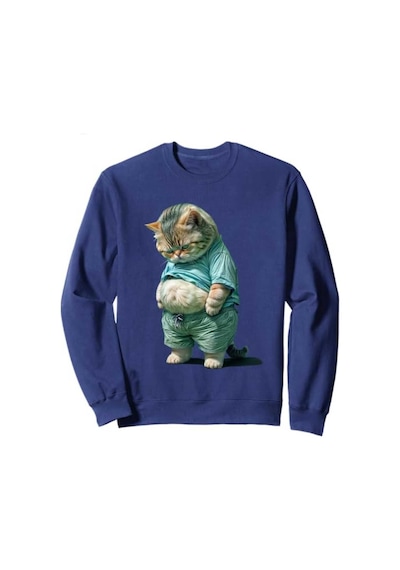 Kozia Outdoors Malkoçbey Şişman Kedi Figürlü Sweatşhirt Lacivert Lacivert