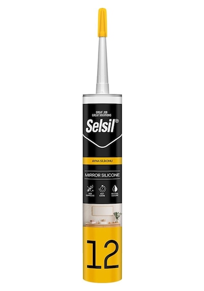 Selsil 12 Code-2432 Ayna Montaj Silikonu Şeffaf 280ml- 25'li Paket