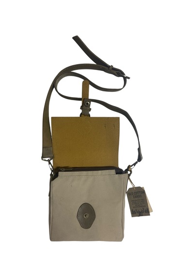 Old Cotton Cargo Kaliteli Su Geçirmez Unisex Küçük Kanvas Günlük Postacı Çantası 20 Cm X 20 Cm Bej