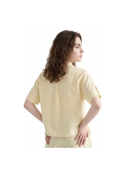 Oversize Kadın Gömlek K.kol Light Yellow