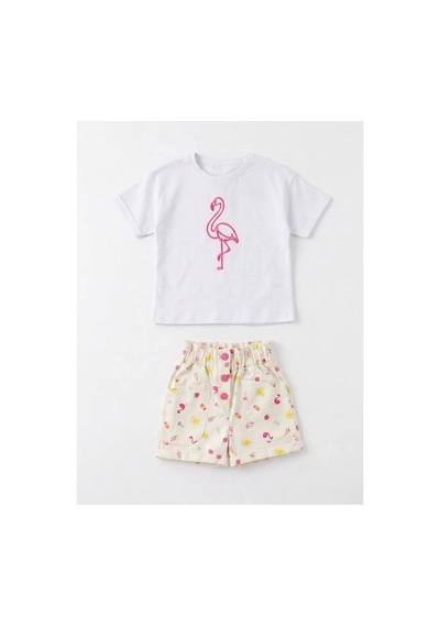 Poala Kids Dokuma Flamingo Takım Beyaz