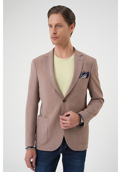 Efor Comfort Fit Torba Cep Gofre Kumaş Casual Bej Ceket C 679 Bej