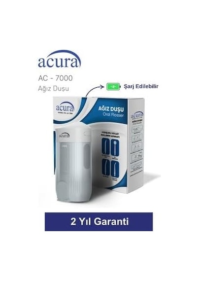 Ac-7000 Şarjlı 4 Başlıklı Ağız Duşu, 3 Farklı Mod, Beyaz