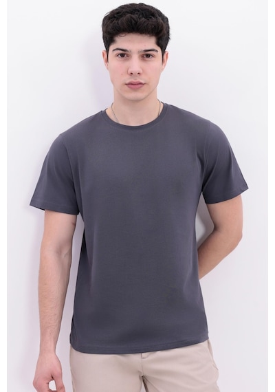 Freemen Erkek/unisex Bisiklet Yaka Basic Tişört %100 Pamuk Antrasit