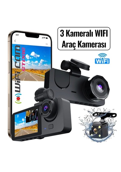 3 Kameralı Ekranlı Araç Kamerası Dahili Wıfı
