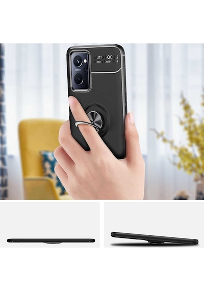 Oppo A96 4G Kılıf Zore Ravel Yüzüklü Silikon Kılıf