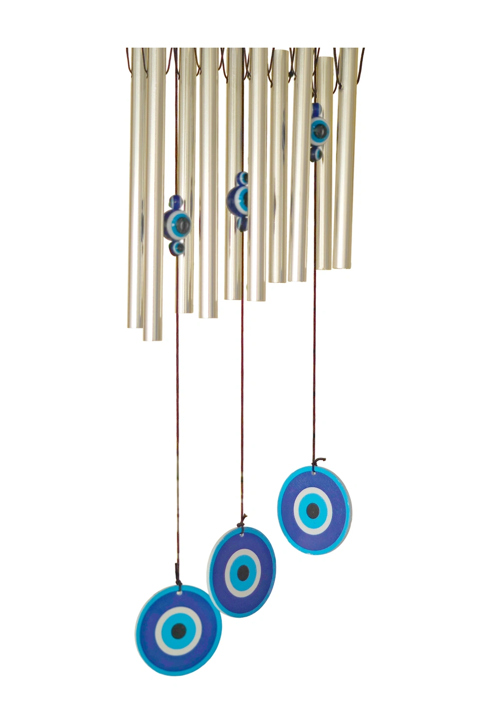 Feng Shui Nazar Boncuğu Rüzgar Çanı Metal Kötü Göze Karşı Dış Mekan Dekoratif Bahçe Kapı Süsü 52 Cm. 60  Cm