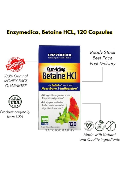Betaine Hcl Acid-active Protease Blend Mucosave Fgnatural Digestive Health & Wellnessfor Relief Of Occasional Heartburn & Indigestion Mineral