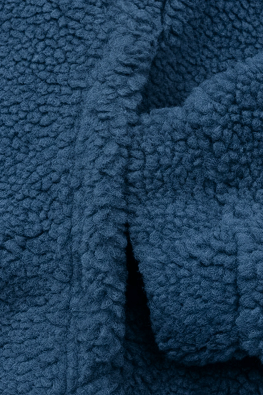Genius Store Genıus Store Erkek Kapüşonlu Polar Sherpa Kuzu Kumaş İçi Şardonlu Kapüşonlu Sweatshırt Sherpa-kap İndigo