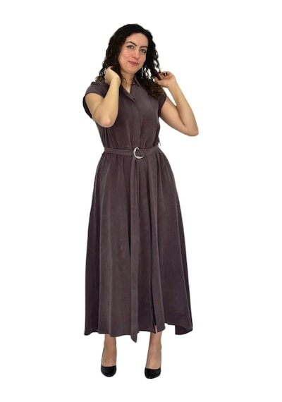 Baglan Kadın Beli Kemerli Elbise Bgl-st04639 Kahve