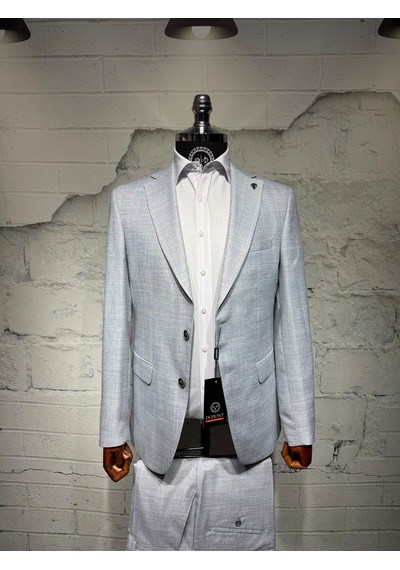 Dupont Classics Dupont Slim Fit Mono Yaka 6 Drop Yarım Astar Çift Yırtmaç 2'li Takım Elbise Gümüş Gri