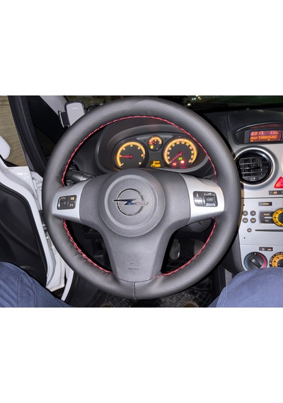 Dikişli Direksiyon Kılıfı Siyah Deri Kırmızı Dikişli Opel Corsa Bu Direksiyon Renkli
