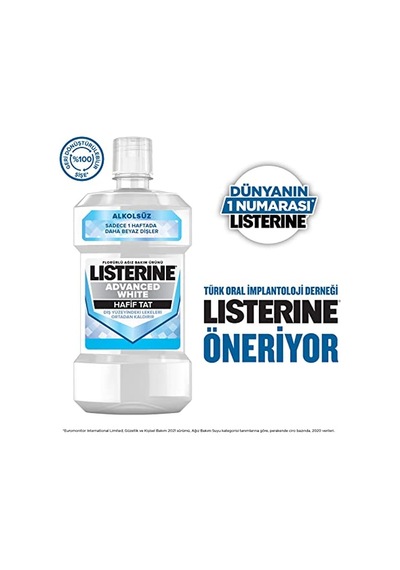 Listerine Advanced White Hafif Tat Alkolsüz Ağız Bakım Suyu 250 Ml