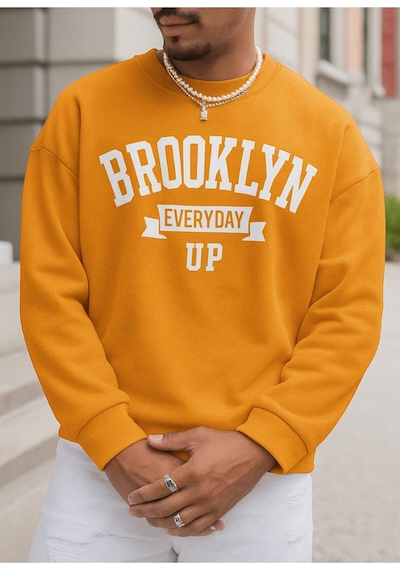 Brooklyn Baskılı Unisex Sweatshırt Sari