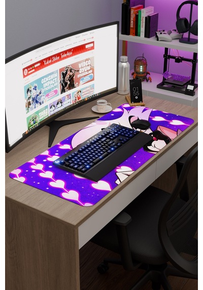 Hazbin Hotel Kaymaz Dikişli Kauçuk Oyuncu Mousepad V3 - 90x40 Xxl Gaming Mouse Pad Fare Altlığı