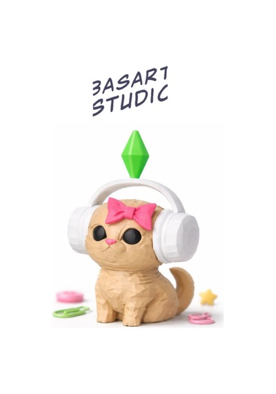 Sims Viral Plumbob Kedi Biblo - 3d Tasarım Dekoratif Figür