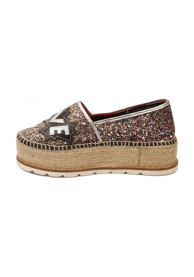 Espadrilles J.love Simli Love Yazı İle Detaylı Hasır Tabanlı Dolgu Topuklu Kadın Ayakkabı Renk