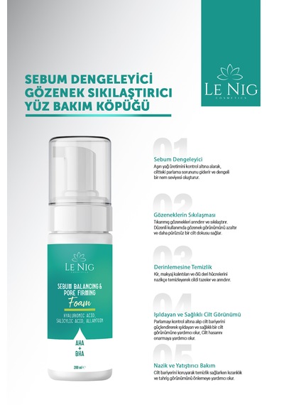 Le Nig Sebum Dengeleyici Yüz Temizleme Köpüğü 200 ML