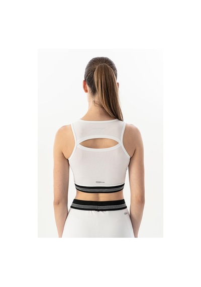 Maraton Slimfit Kadın Bisiklet Yaka Beyaz- Bra Beyaz-