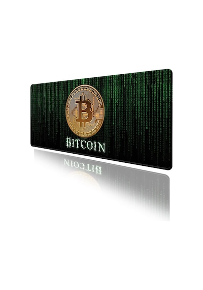 Matrix Bitcoin Oyun Gaming Klavye Mouse Pad Masa Matı 70x30cm Kaymaz Kauçuk Taban Dikişli Kenar