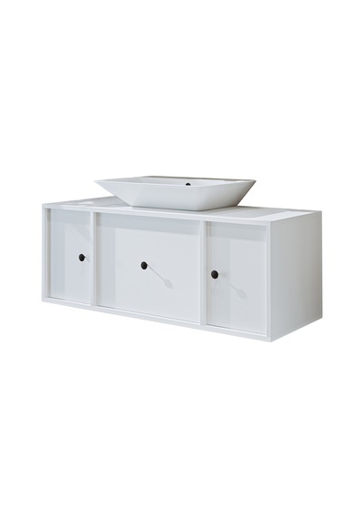 Gusto Ayaksız Lavabolu Mdf 120 Cm Çekmeceli Banyo Dolabı Beyaz Mat Beyaz