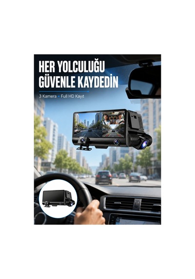 Çift Ve Üçlü Lens Seçeneği İle Tüm Açılardan Kayıt Yapan Araç Kamerası Y - Verah11530-3