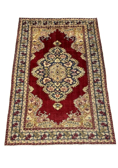 El Dokuma Antika Bürüngüz Halısı 137x195 Kök Boya %100 Yün Halı