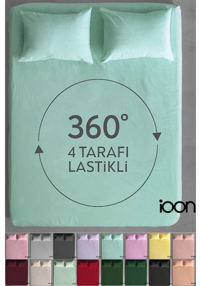 İqon Ranforce Dokuma Lastikli Çarşaf Takımı Tek Kişilik - 21 Renk Mint