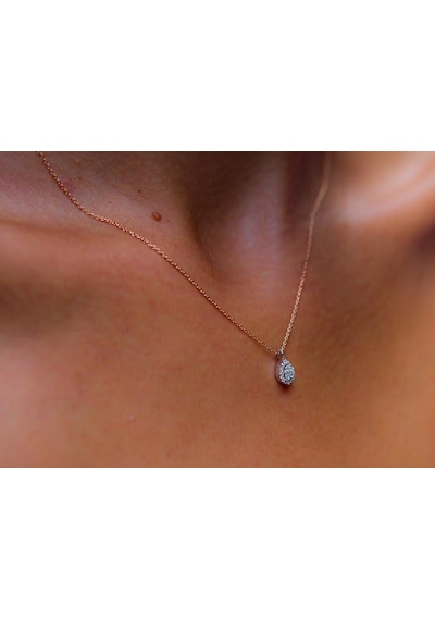 Reis Kuyumculuk T1465 Damla Pırlanta Pembe Altın - Rose Gold Altın Kolye