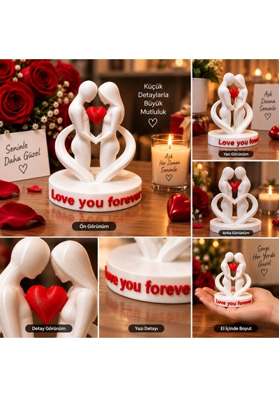 Sevgiliye Hediye Aşık Çift Figürü Love You Forever Dekoratif Biblo Romantik Masa Süsü Özel Gün Hediyesi 0