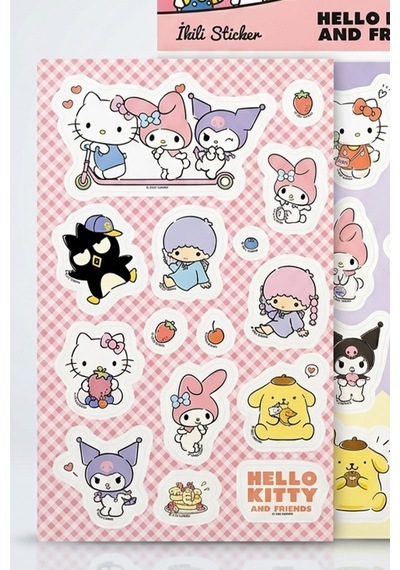 X Dekomus Lisanslı Best Friends 2'li Kuşe Sticker Hello Kitty,kuromi,my Melody Altın
