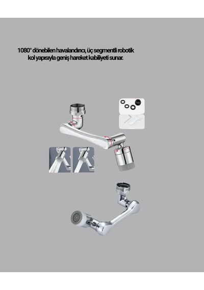 Robotik Kol Musluk Başlığı 1080 Dönebilen Havalandırıcı