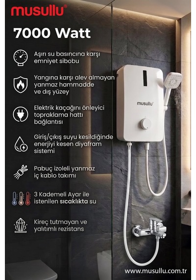 Musullu Msl-5003 7000 W Elektrikli Su Isıtıcı Şofben