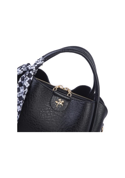 Nas Bag Fularlı Mini Boy El Ve Çapraz Çanta Siyah Victoria