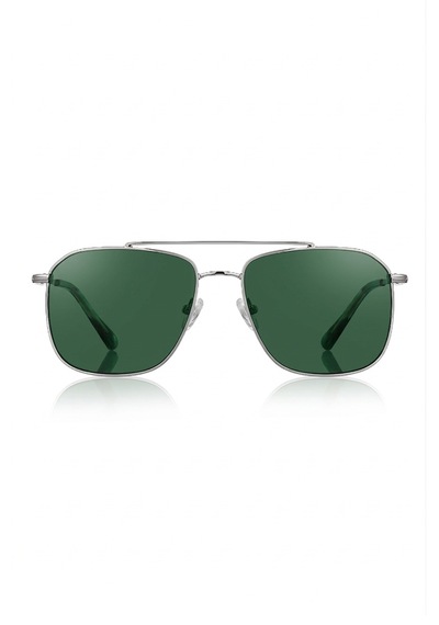 Daniel Klein Dk3284-2 Dikdörtgen Slim Line Yeşil Polarize Camlı Erkek Güneş Gözlüğü 53-20-145 Metalik Gri