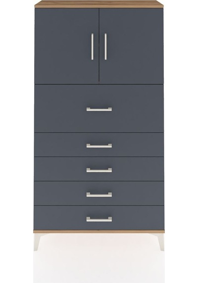 Arges Dolap 2 Raflı 5 Çekmeceli 2 Kapaklı 88x30x163 Çam-antrasit Atlas Çam