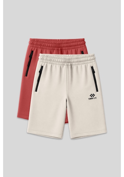 Tommy Life Standart Kalıp 2li Paket Bej-kiremit Erkek Şort - 81136 Bej - Siyah