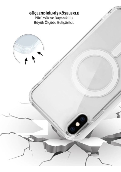 Apple Uyumlu iPhone X Şeffaf Magsafe Kılıf Safe Şeffaf