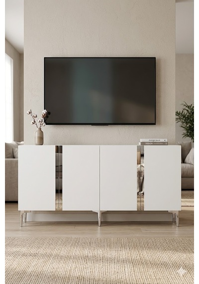 Ka1598bs Anka Konsol Ve Tv Sehpası Beyaz-silver 150cm