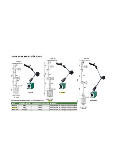 Insize 6210-80 Universal Manyetik Ayak