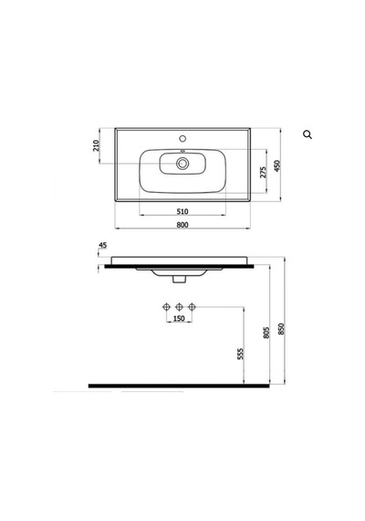 Newarc Newlıne Dolap Uyumlu 80 Cm Lavabo Beyaz