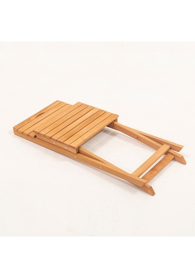 Meya Dekor Balkon Bahçe 60x80 Cm Masa 3 Lü Katlanabilir Bistro Set 2 Sandalye 1 Bahçe 60x80 Cm Masa Ahşap
