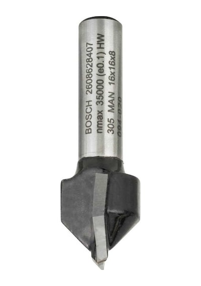 Bosch Standard Seri Ahşap İçin Çift Oluklu Sert Metal V-Kanal 8x16x45 MM Freze - 2608628407