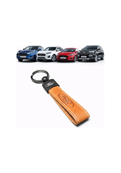Ford Ve Logolu Anahtarlık Suni Deri Kahverengi