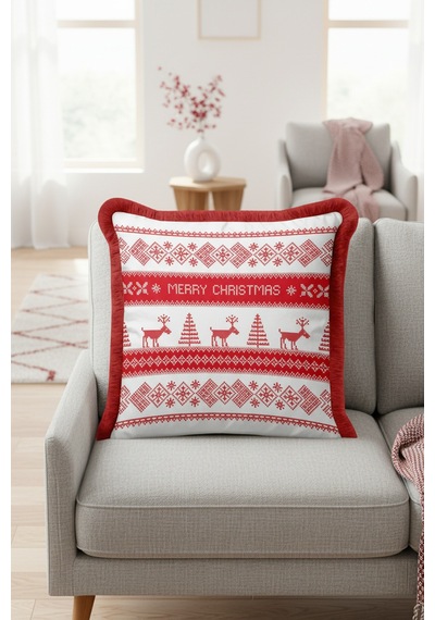 Nordik Noel Temalı Saçaklı Yastık Kılıfı - Vintage Kış Rustik Kırmızı Beyaz Püsküllü Kırlent Kılıfı Koyu Ayışığı Gümüş Nordik Noel Temalı Saçaklı Yastık Kılıfı - Vintage Kış Rustik Kırmızı Beyaz Püsküllü Kırlent Kılıfı Koyu Ayışığı Gümüş