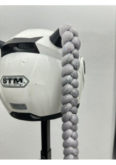 Motor & Motosiklet Gri Simli Çift Örgü Saç Kask Dış Aksesuarı Diğer