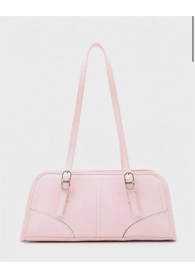 Yş Collectıon Nubuk Kumaş Kavisli Omuz Çantası Açık Pembe